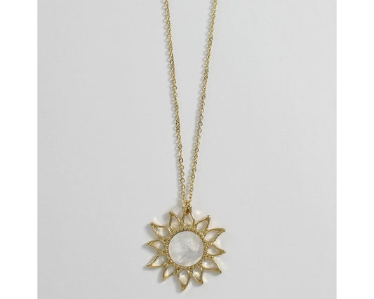 Gold Sun with Mother of Pearl Necklace