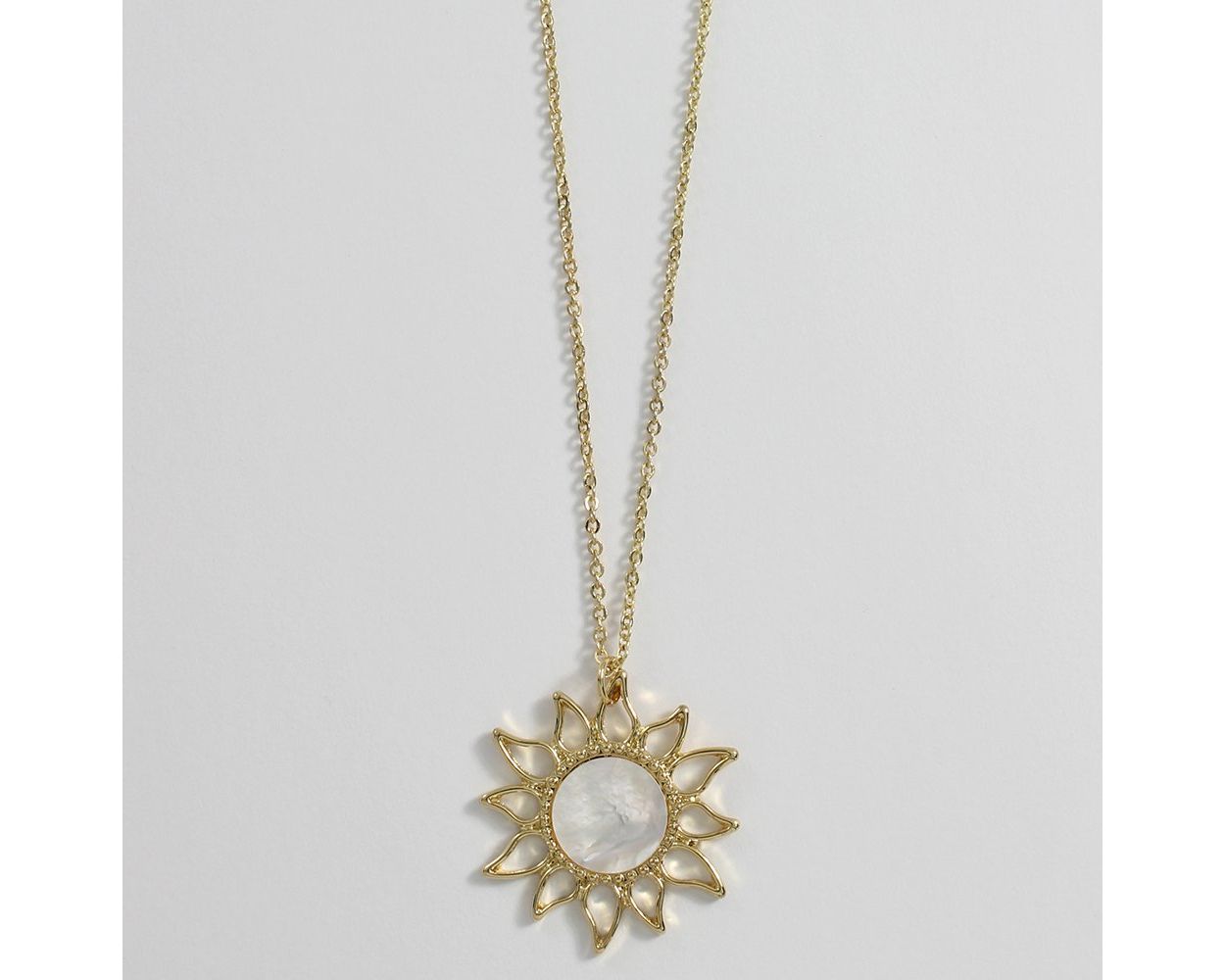 Gold Sun with Mother of Pearl Necklace