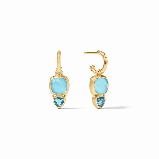Aquitaine Duo Hoop & Charm Earring- Iridescent Capri Blue