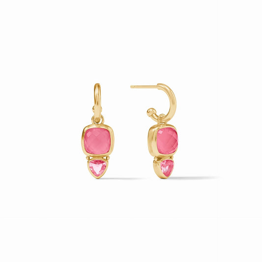 Aquitaine Duo Hoop & Charm Earring- Iridescent Peony Pink