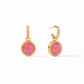 Fleur-de-Lis Hoop & Charm Earring- Iridescent Peony Pink