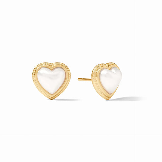 Heart Stud Earrings- Pearl
