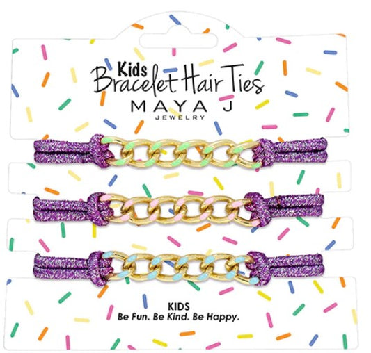 Kids Bracelet Hair Tie Purple Elastic