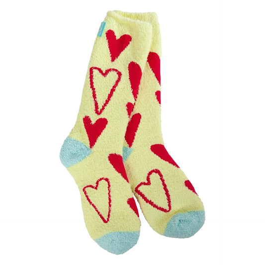 Red Hearts Cozy Crew Socks